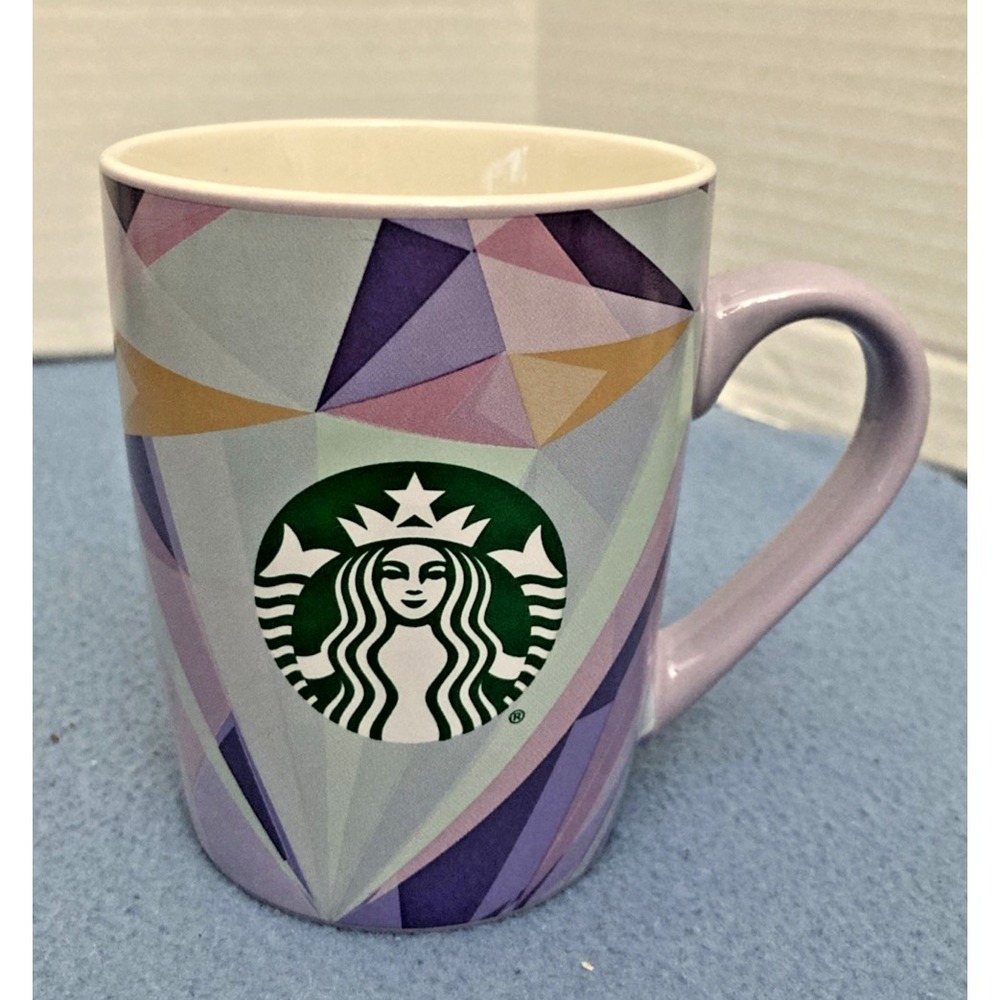 Starbucks Purple Geometric 10 fl oz Coffee Mug with Green‎ Siren Logo - 2021